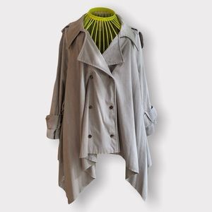 Amadi Oversized Baggy Gray Double Breasted Shrug Jacket Vintage Made in USA